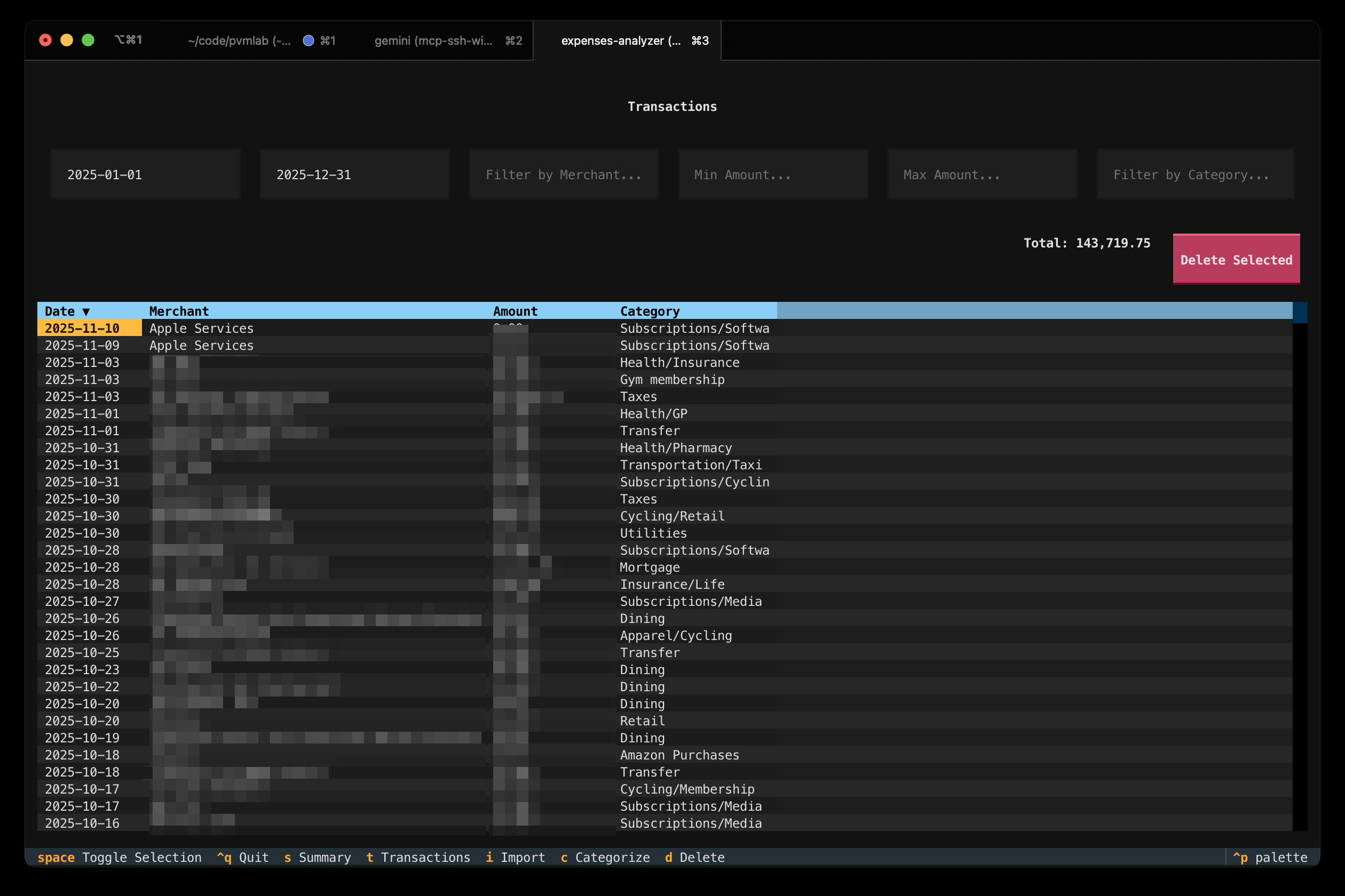 The transactions screen /posts/2025/11/02/expenses_analyzer/screenshots/transactions.png